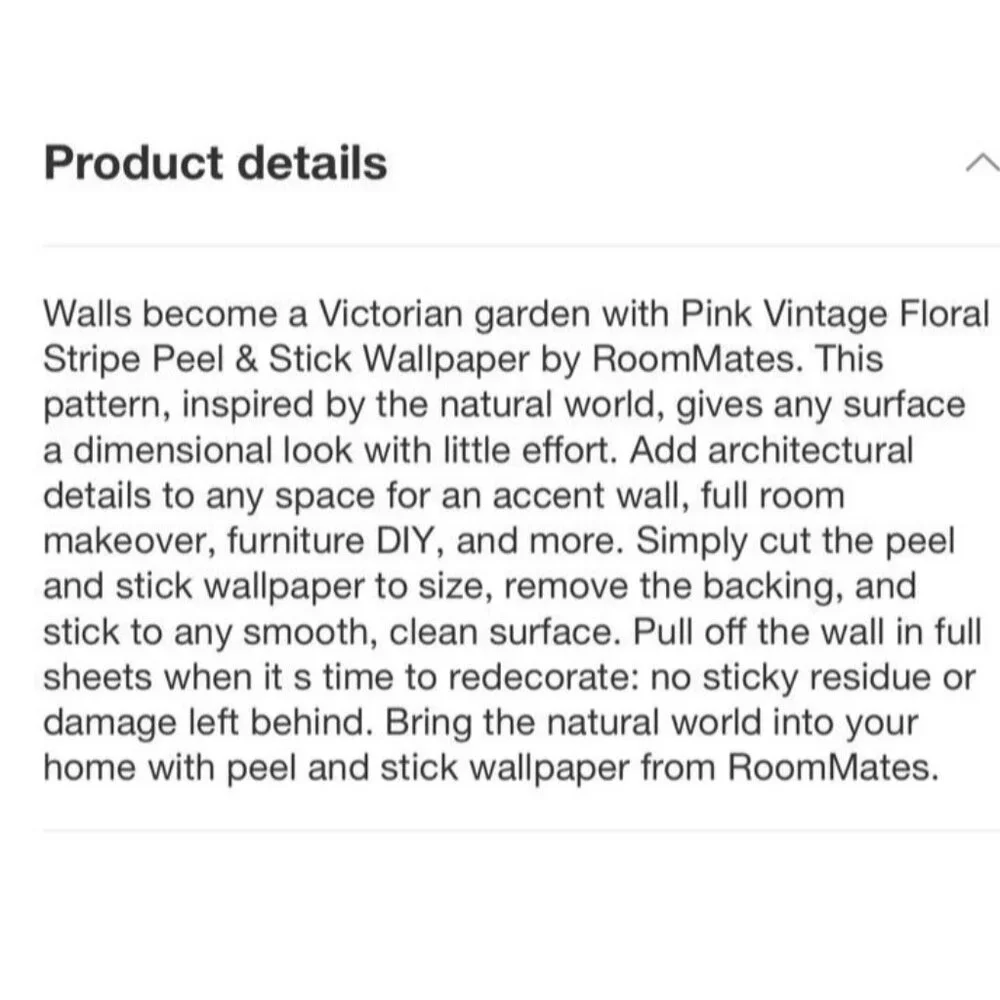 RoomMates Peel Stick Wallpaper Vintage Floral Botanical Vinyl Accent Wall 28.3 F